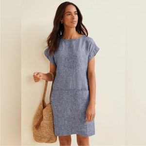 Garnet Hill Meraki Linen Shirt Sleeve Shift Dress M NWT